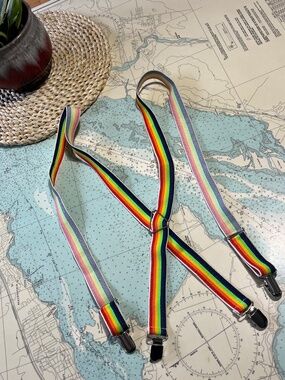 Vintage Rainbow Elastic Suspenders